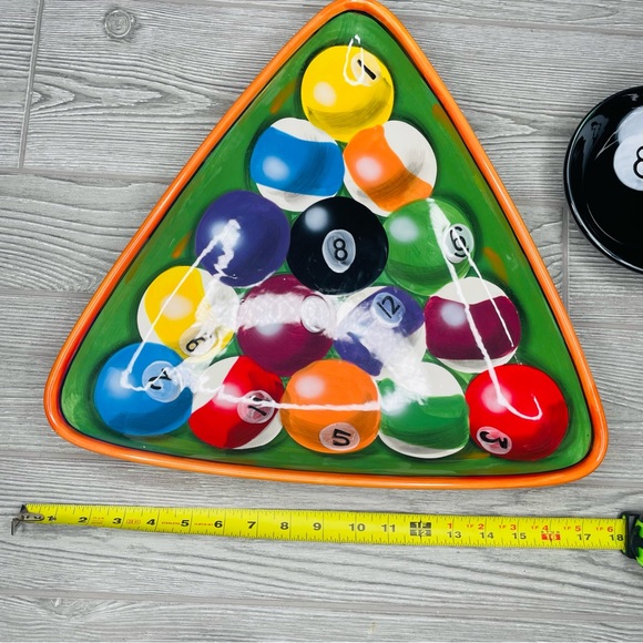 Play Art ceramic pool eight ball chips and dip bowl rack em up bowls collectable - Picture 4 of 8